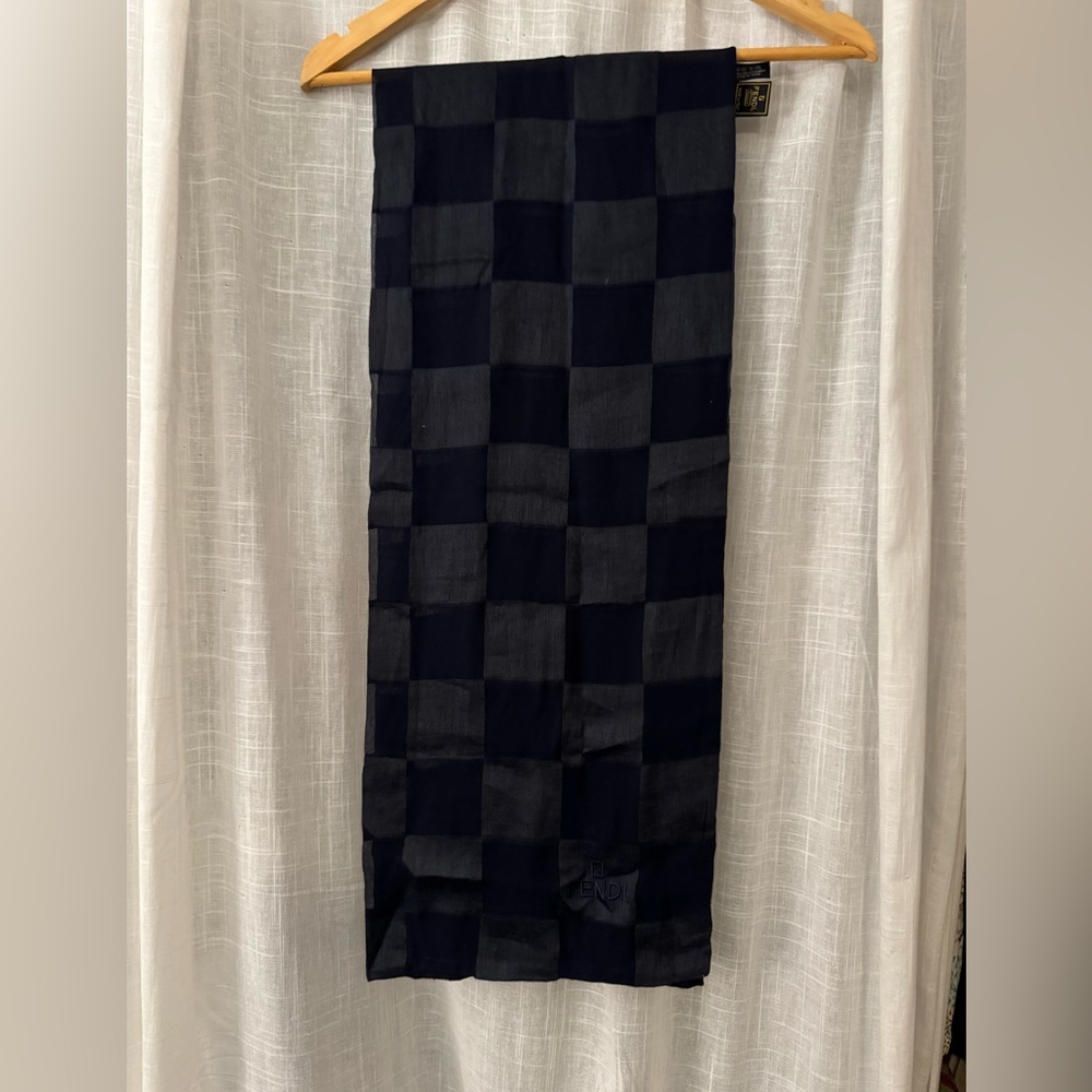 Fendi Elegant Navy Silk Scarf